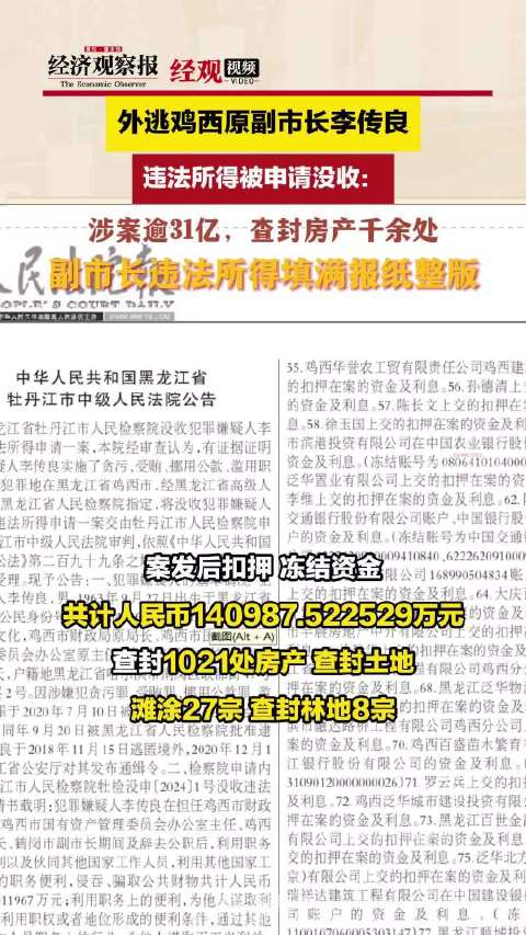 外逃副市长涉案超31亿，揭秘巨额财产与逃亡之谜